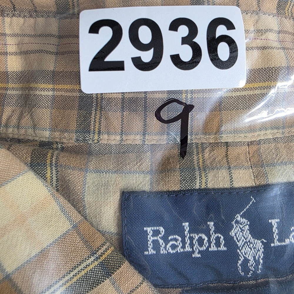 Ralph Lauren Blake Shirt Mens XL Tan Brown Plaid Long Sleeve Button Down Cotton - Picture 12 of 12